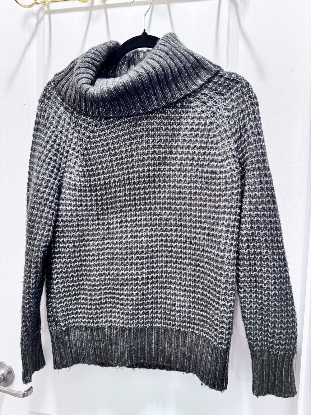LOFT Gray open stitch  Cowl Neck Sweater